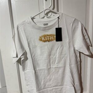 Kith White Short-Sleeve Tee with Gold 'KITH Dubai' Logo